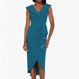 Betsy & Adam Tulip Hem tuxedo collar dress